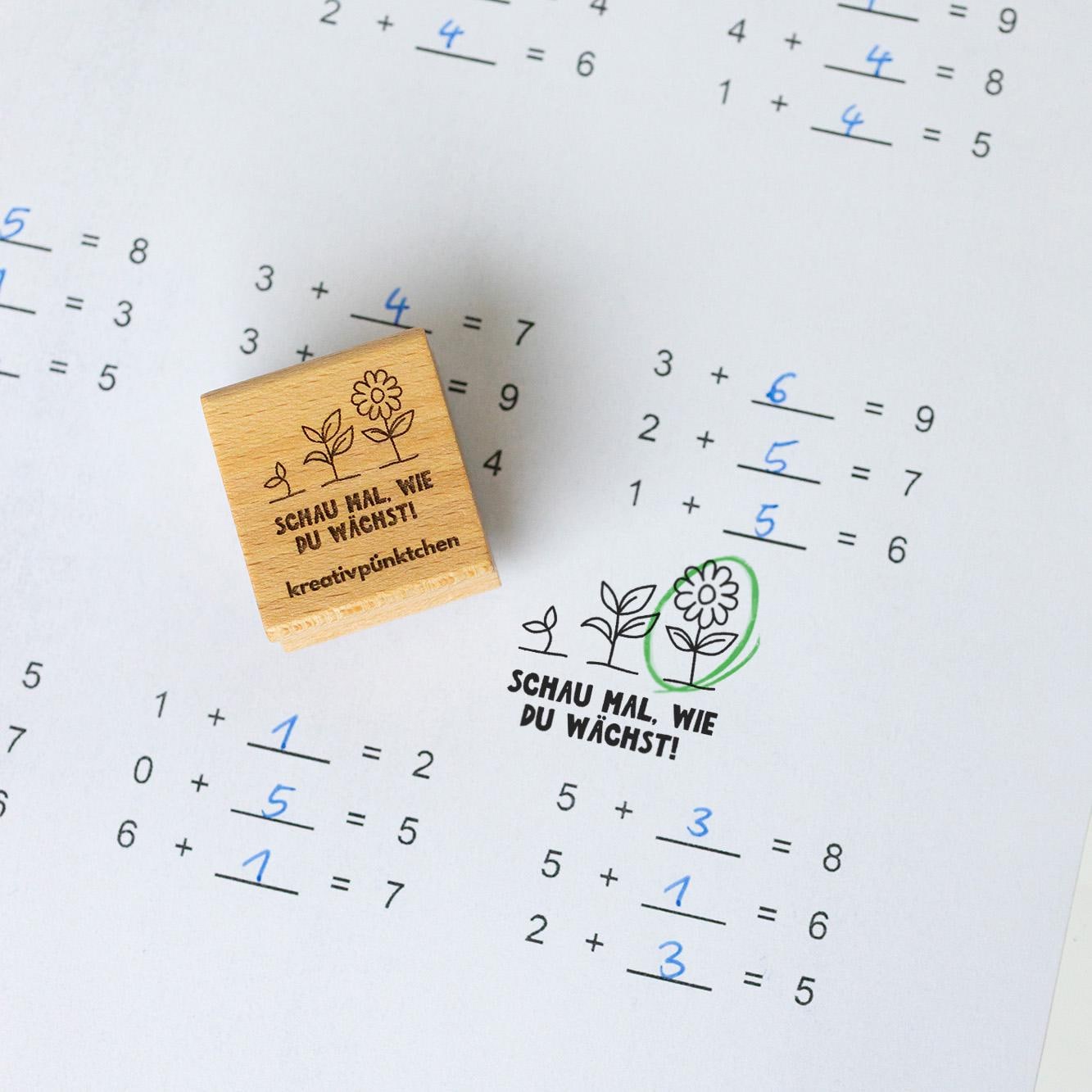 Lehrerstempel "Schau mal wie du wächst" Growth Mindset Pflanzen B , Motivationsstempel positiv Grundschule Selbstreflexion Wachstum  HS145
