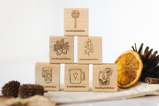 Stempelset "Kerzenschein" Winter Motivstempel Weihnachtsgeschenke Deko DIY Geschenkpapier   Weihnachten Karten basteln Scrapbooking HS134