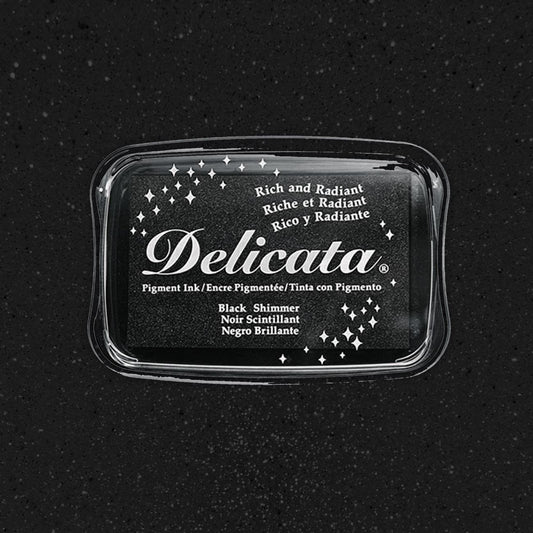 Stempelkissen DelicataBlack Shimmer Schwarz Glänzend Glitzer Metallic