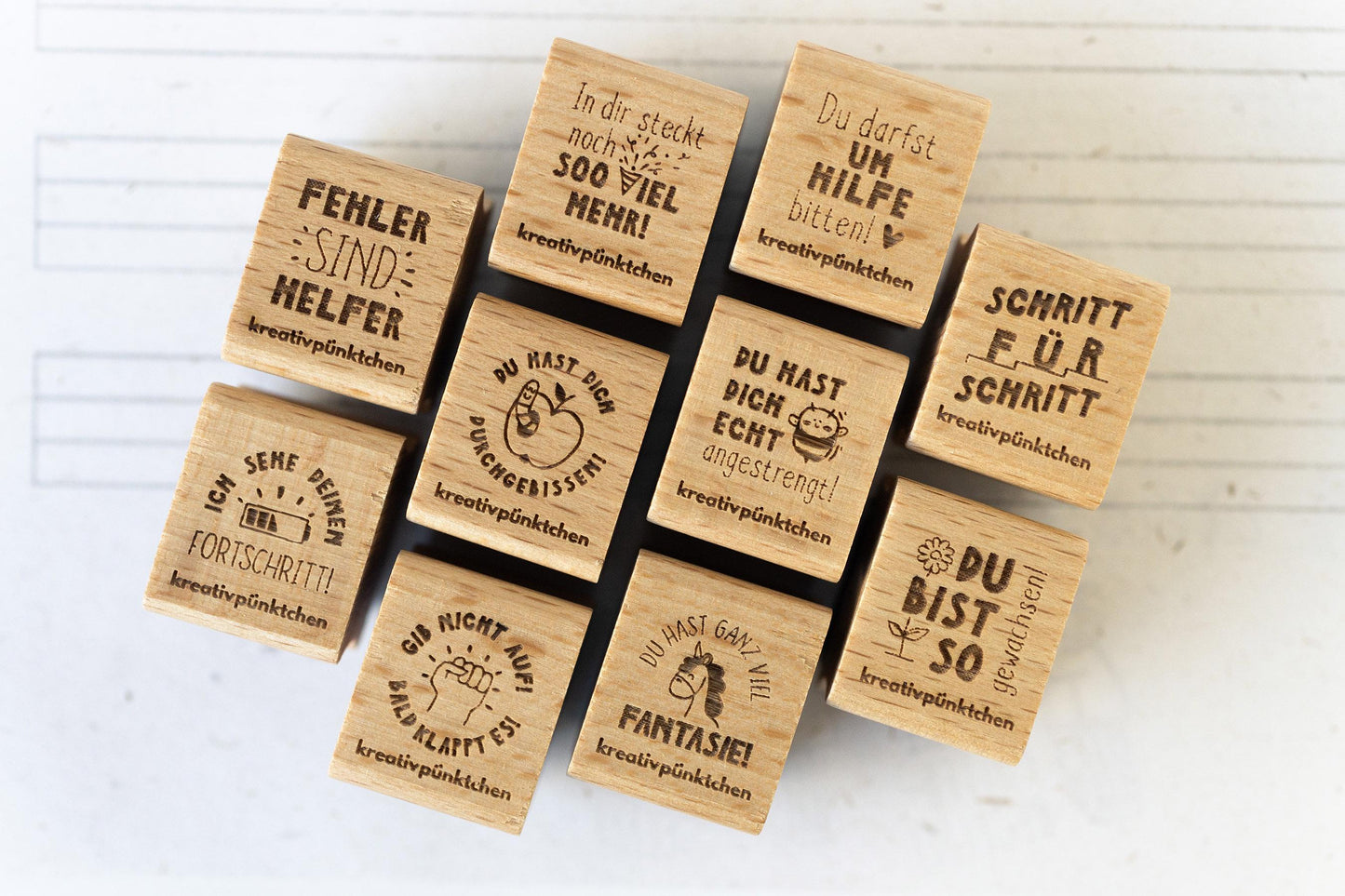 Lehrerstempel Growth Mindset MINI Stempelset - Motivationsstempel Stempel Belohnungsstempel, Grundschule Gut gemacht Bewertung, Note HS150