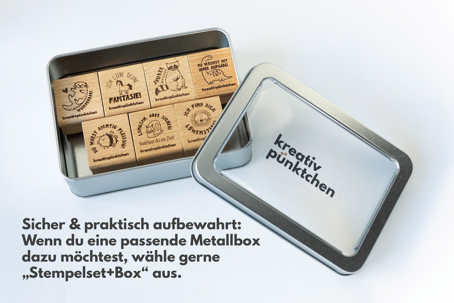 Lehrerstempel "Mutmachtiere" Stempelset - Growth Mindset Motivationsstempel Schule Belohnungsstempel Grundschule Bewertung positiv HS151