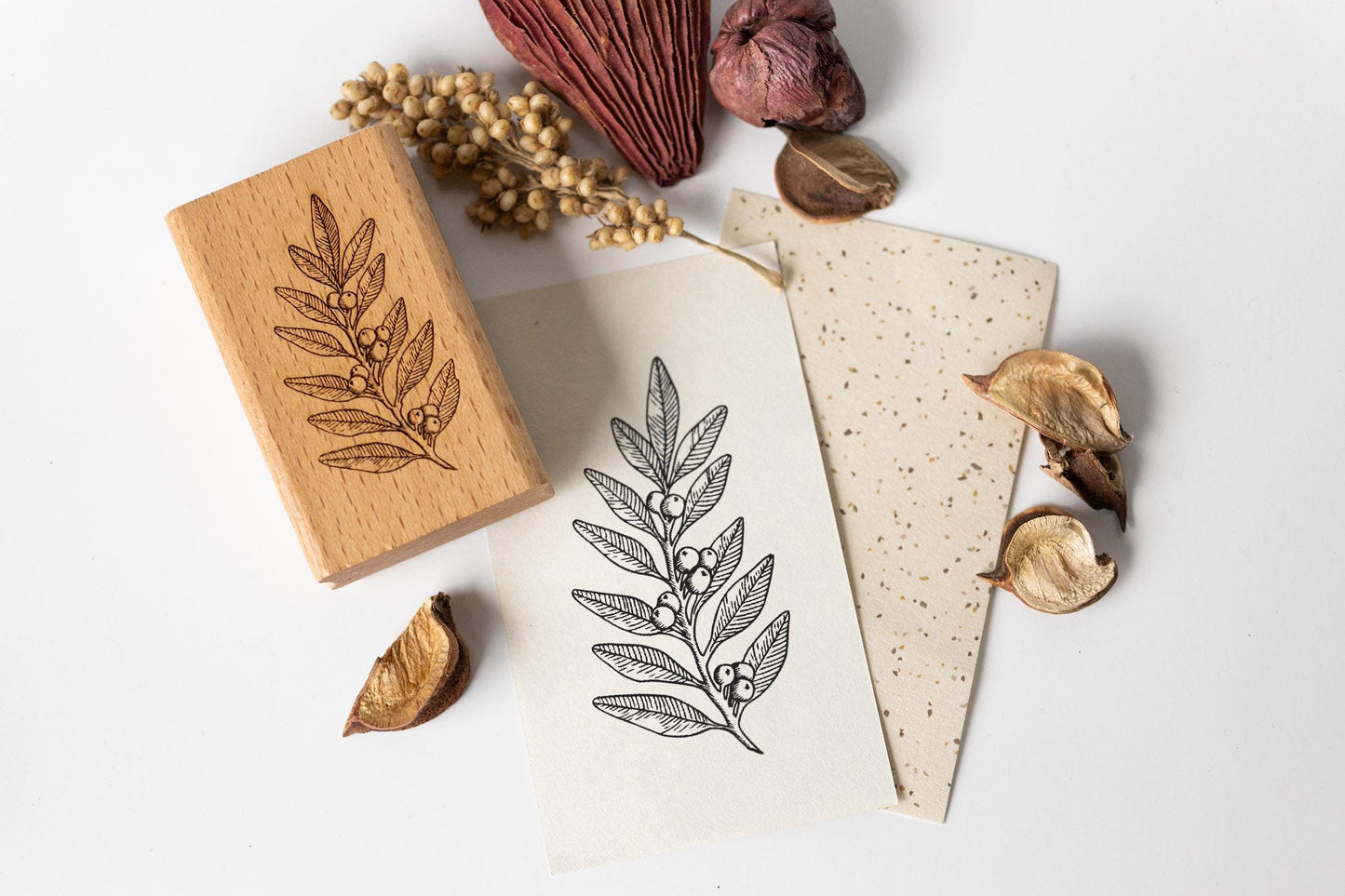 Stempel Beerenzweig Stempel Weihnachten weihnachtlich Zweig Basteln DIY Stempel Wintermotive Holzstempel Kreativ Karte Geschenk HS138