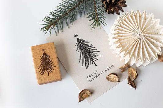 Stempel Tannenbaum groß Weihnachtsbaum Weihnachten Christbaum Weihnachtsmotiv Geschenkanhänger Basteln DIY Geschenk Geschenkpapier HS139