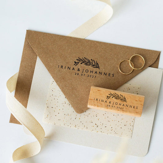 Hochzeitstempel Nr.2 Textstempel personalisiert individuell mit Namen Buchstaben Monogramm Einladung Verlobung Hochzeit Save the date HS155