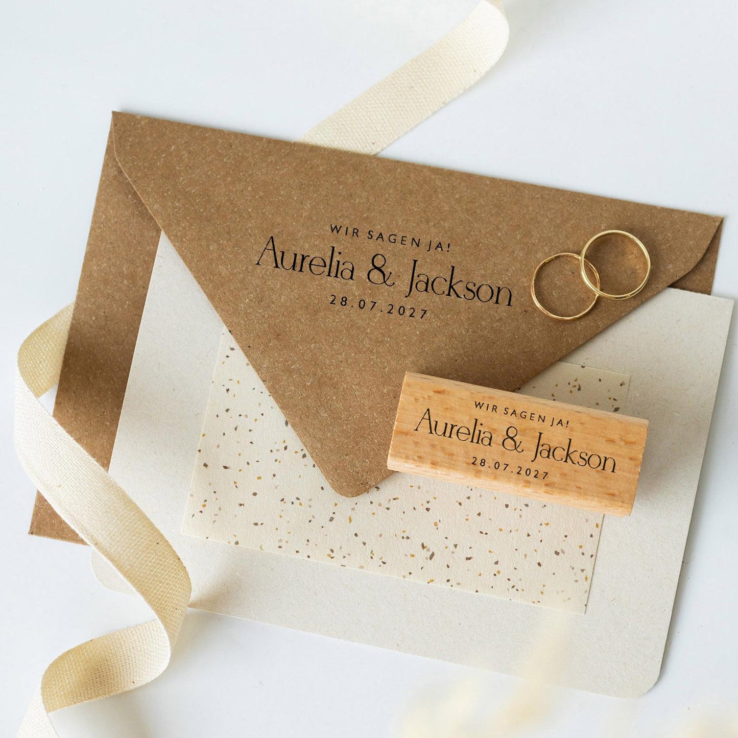 Hochzeitstempel Nr.3 Textstempel personalisiert individuell mit Namen Buchstaben Monogramm Einladung Verlobung Hochzeit Save the date HS155