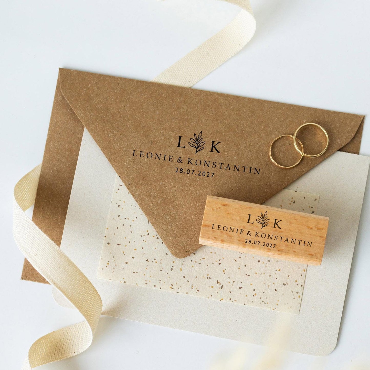 Hochzeitstempel Nr.5 Textstempel personalisiert individuell mit Namen Buchstaben Monogramm Einladung Verlobung Hochzeit Save the date HS155