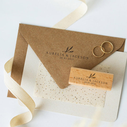 Hochzeitstempel Nr.8 Textstempel personalisiert individuell mit Namen Buchstaben Monogramm Einladung Verlobung Hochzeit Save the date HS155