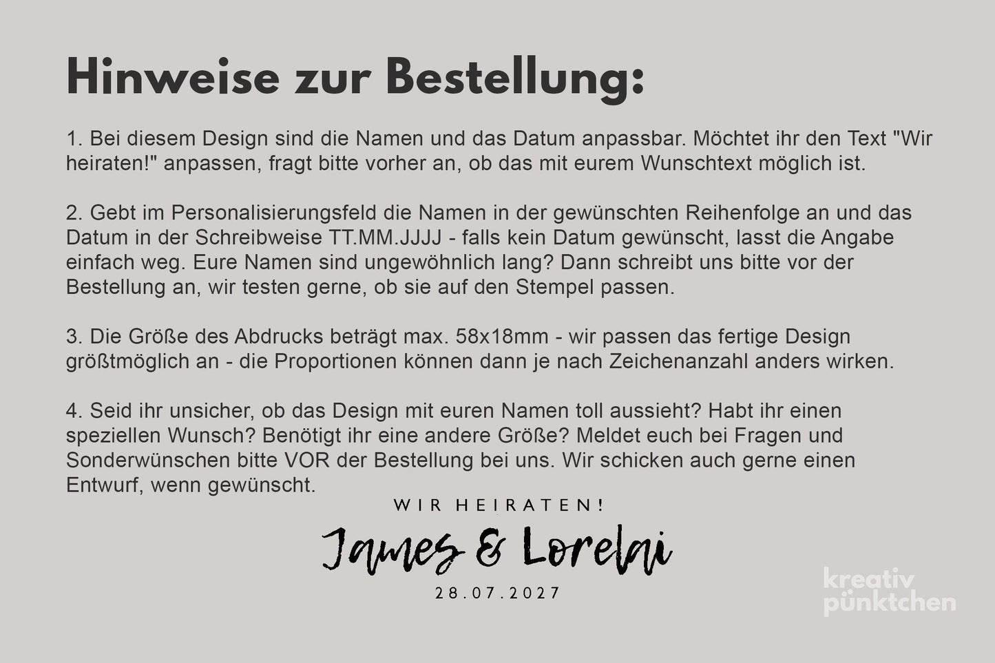 Hochzeitstempel Nr.9 Textstempel personalisiert individuell mit Namen Buchstaben Monogramm Einladung Verlobung Hochzeit Save the date HS155