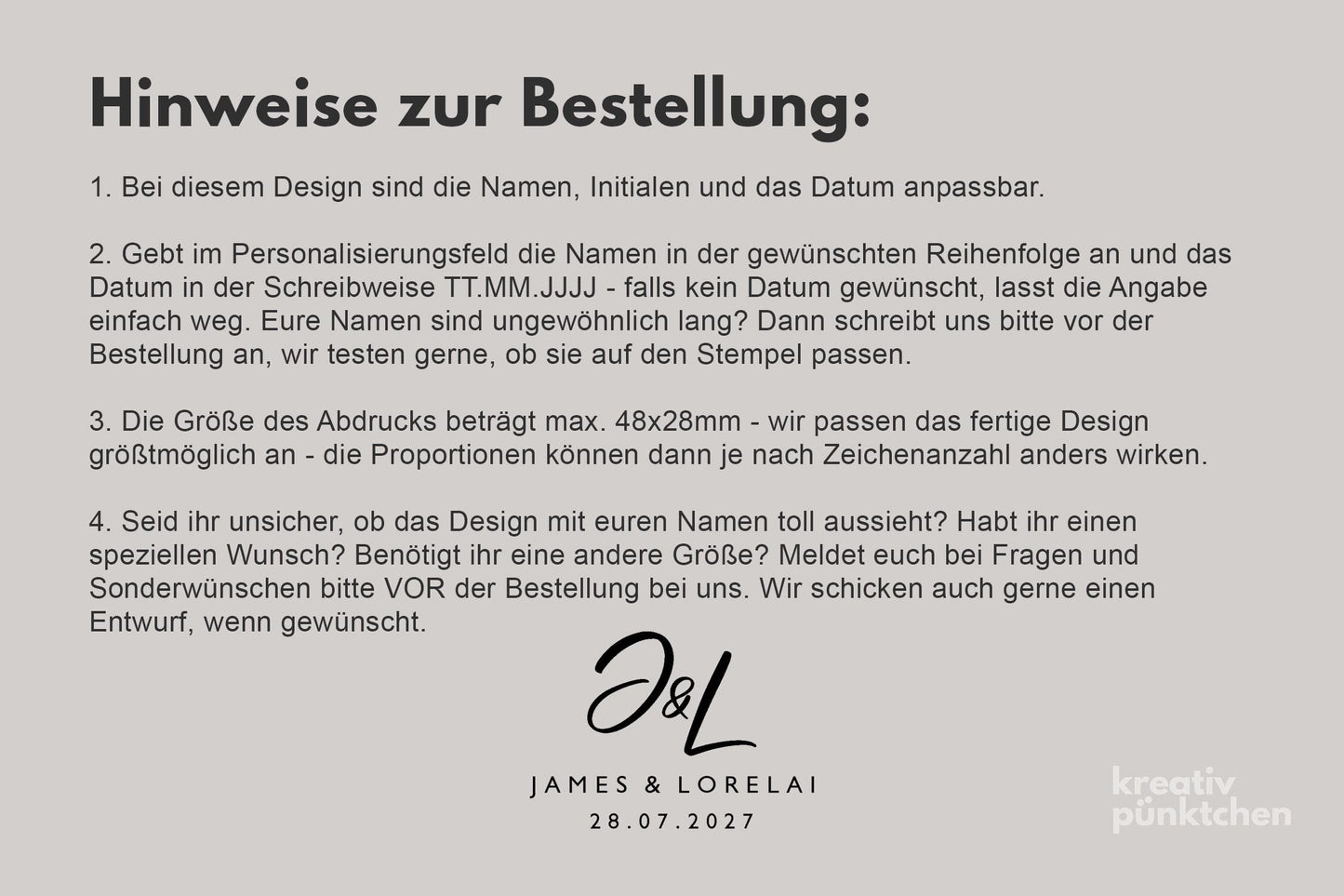 Hochzeitstempel Nr.13 Textstempel personalisiert individuell mit Namen Buchstaben Monogramm Einladung Verlobung Hochzeit Save the date HS155