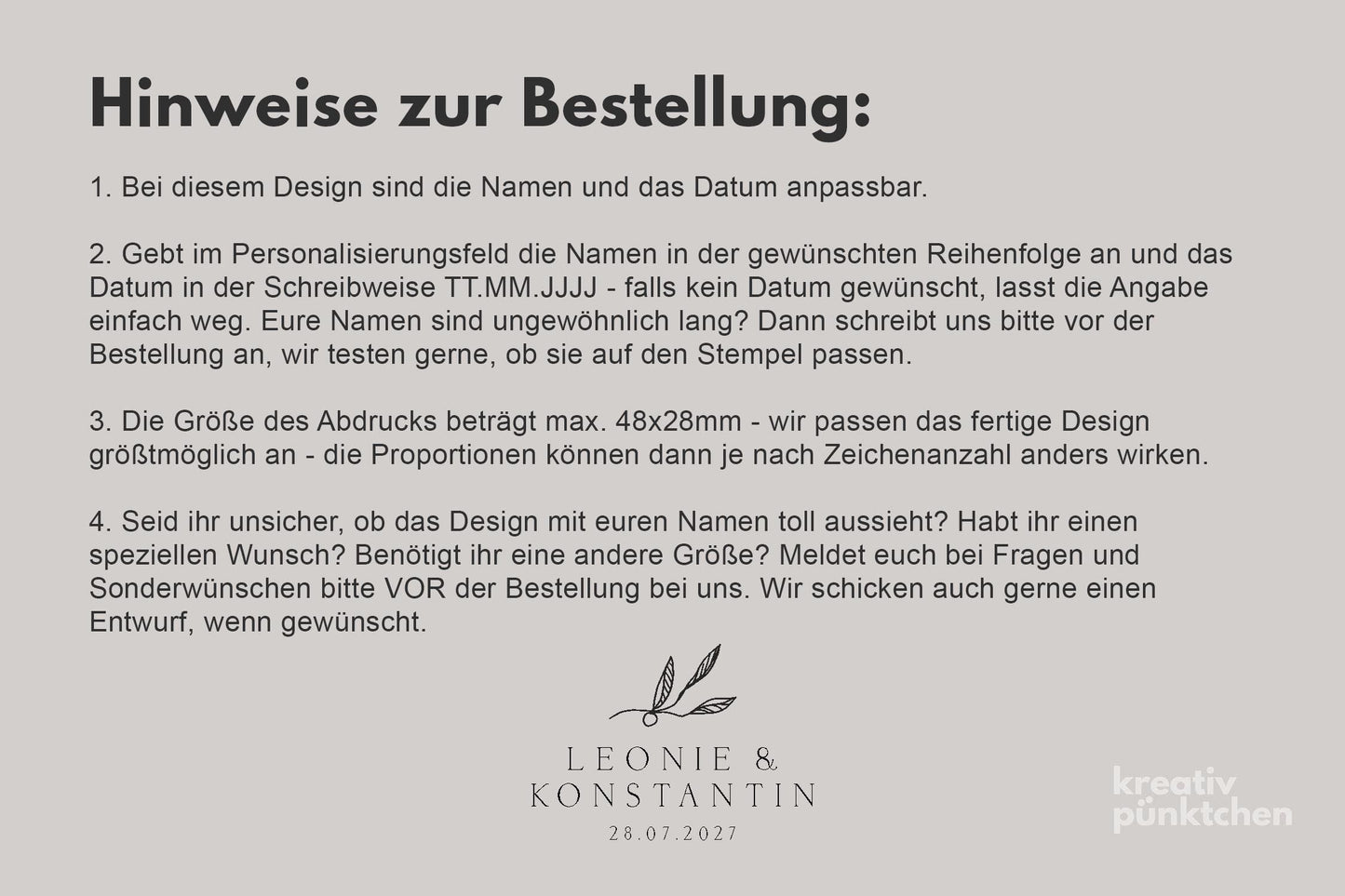 Hochzeitstempel Nr.19 Textstempel personalisiert individuell mit Namen Buchstaben Monogramm Einladung Verlobung Hochzeit Save the date HS155