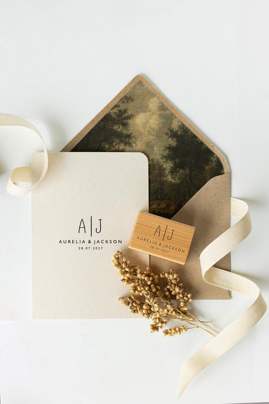 Hochzeitstempel Nr.12 Textstempel personalisiert individuell mit Namen Buchstaben Monogramm Einladung Verlobung Hochzeit Save the date HS155