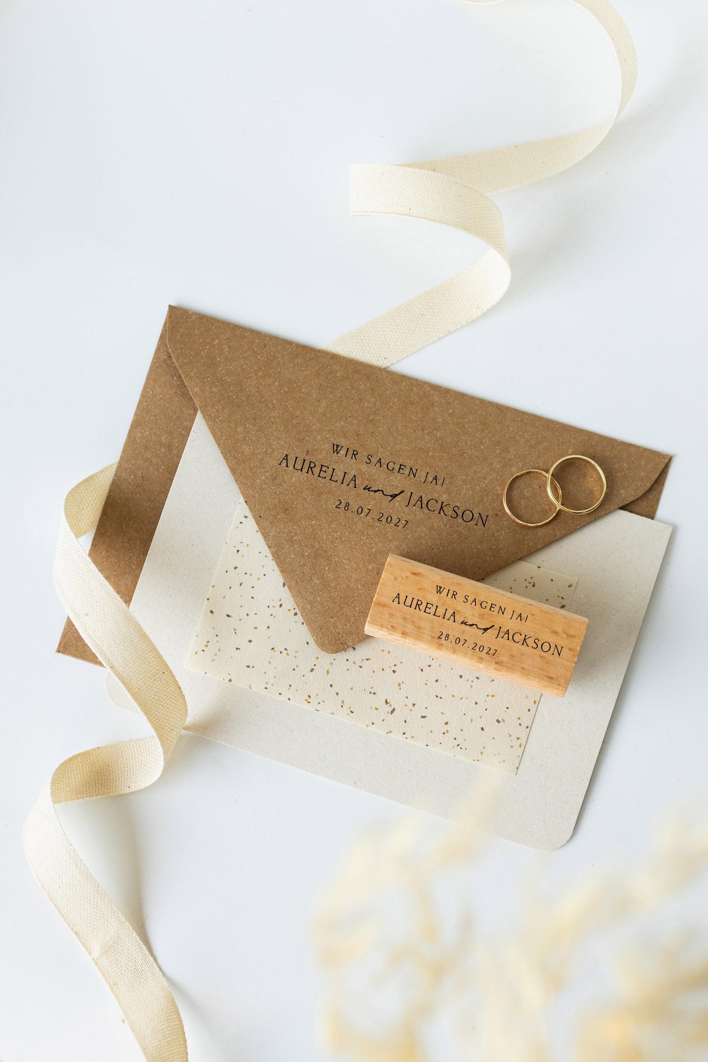 Hochzeitstempel Nr.7 Textstempel personalisiert individuell mit Namen Buchstaben Monogramm Einladung Verlobung Hochzeit Save the date HS155