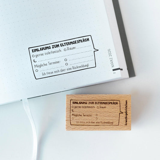 Lehrerstempel "EINLADUNG ZUM ELTERNGESPRÄCH" Stempel Hausaufgabenheft Eltern Termin Grundschule Lehrer Gespräch Termin Notiz HS130N