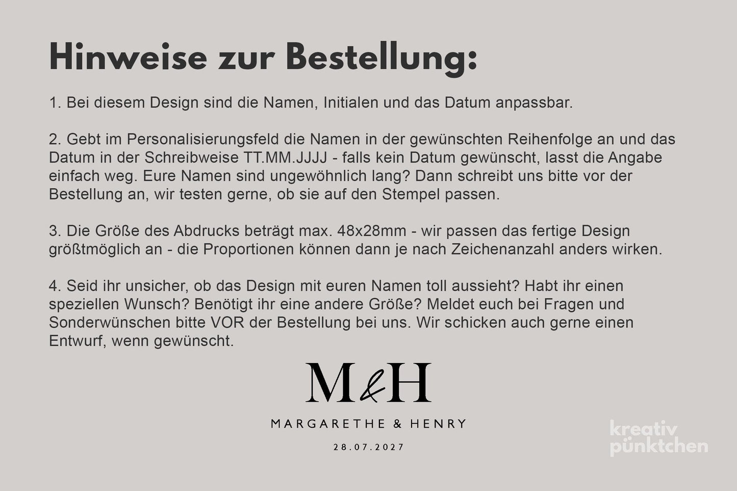 Hochzeitstempel Nr.11 Textstempel personalisiert individuell mit Namen Buchstaben Monogramm Einladung Verlobung Hochzeit Save the date HS155