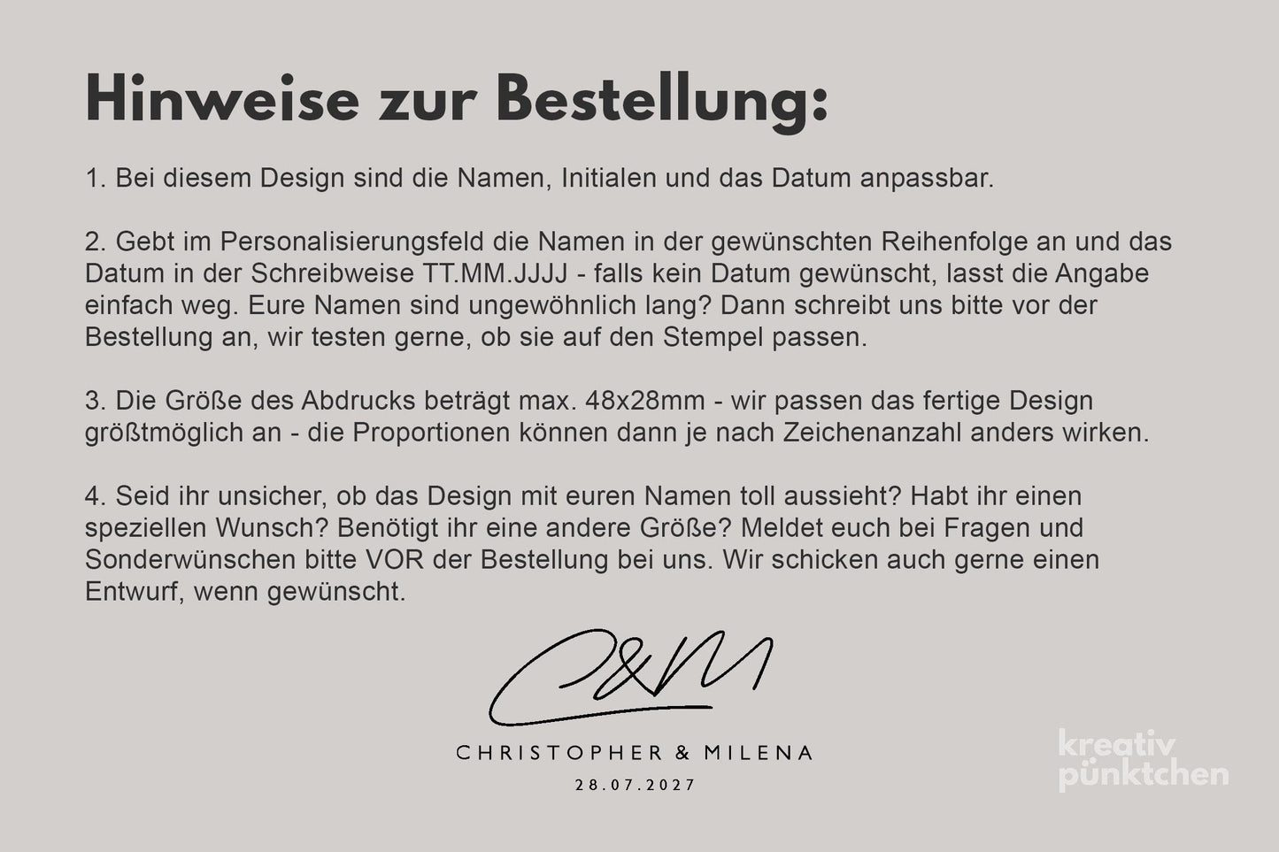 Hochzeitstempel Nr.14 Textstempel personalisiert individuell mit Namen Buchstaben Monogramm Einladung Verlobung Hochzeit Save the date HS155
