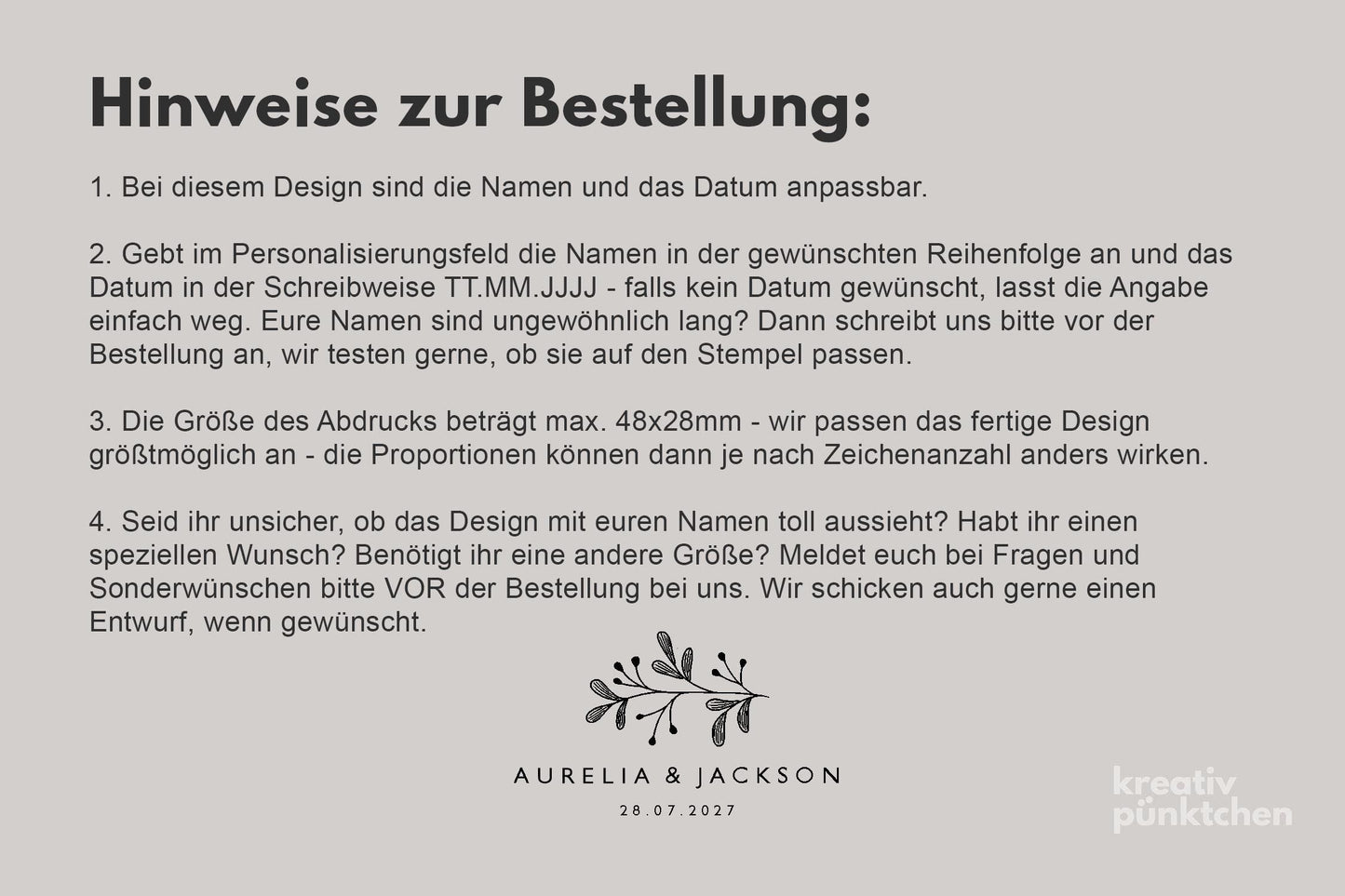 Hochzeitstempel Nr.15 Textstempel personalisiert individuell mit Namen Buchstaben Monogramm Einladung Verlobung Hochzeit Save the date HS155