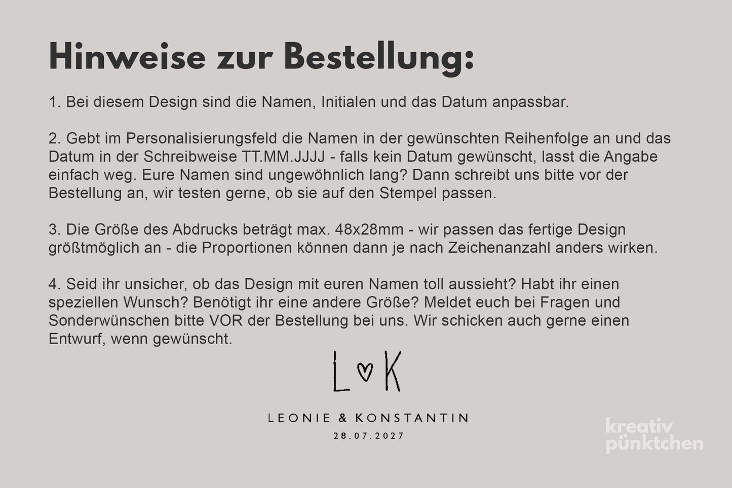 Hochzeitstempel Nr.16 Textstempel personalisiert individuell mit Namen Buchstaben Monogramm Einladung Verlobung Hochzeit Save the date HS155