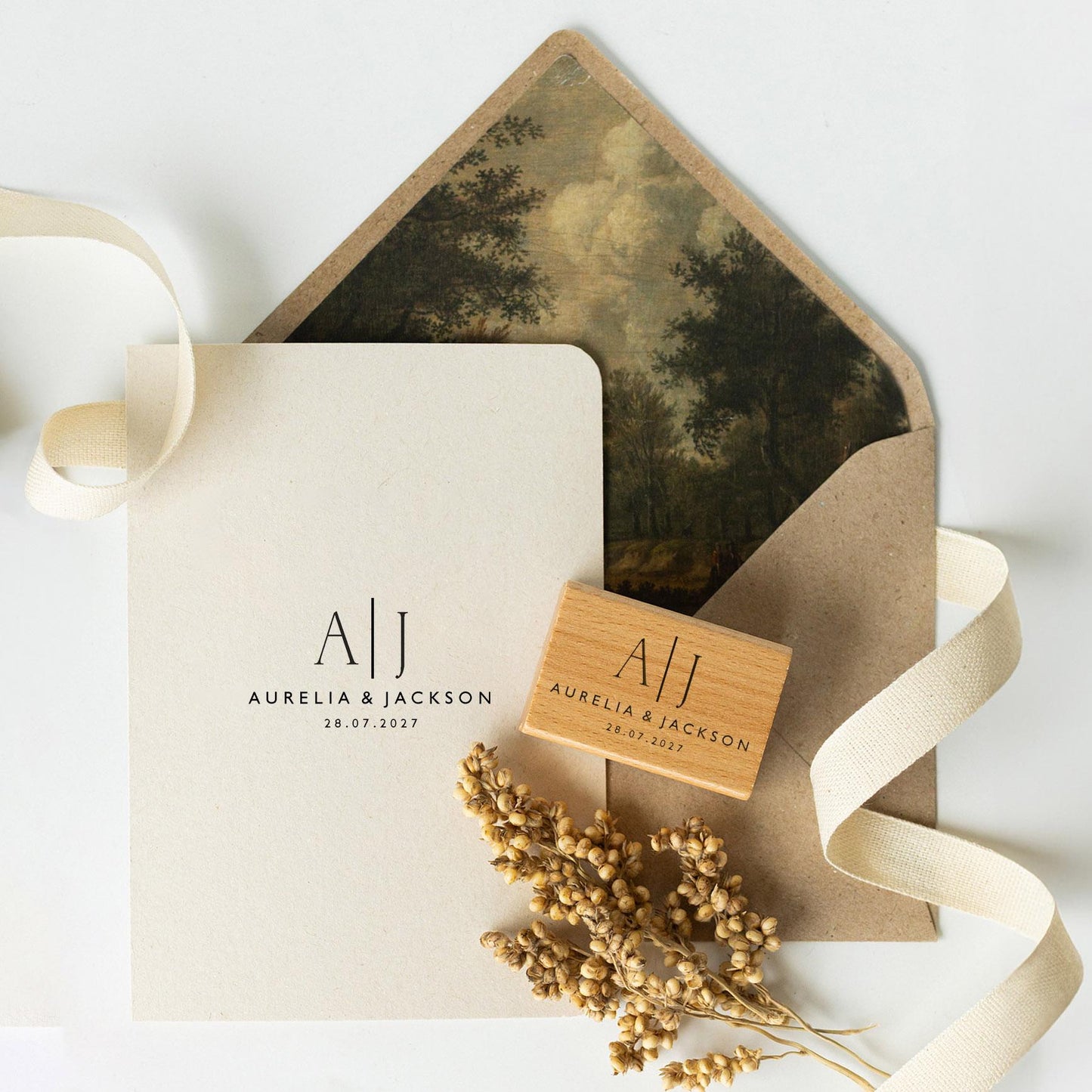 Hochzeitstempel Nr.18 Textstempel personalisiert individuell mit Namen Buchstaben Monogramm Einladung Verlobung Hochzeit Save the date HS155
