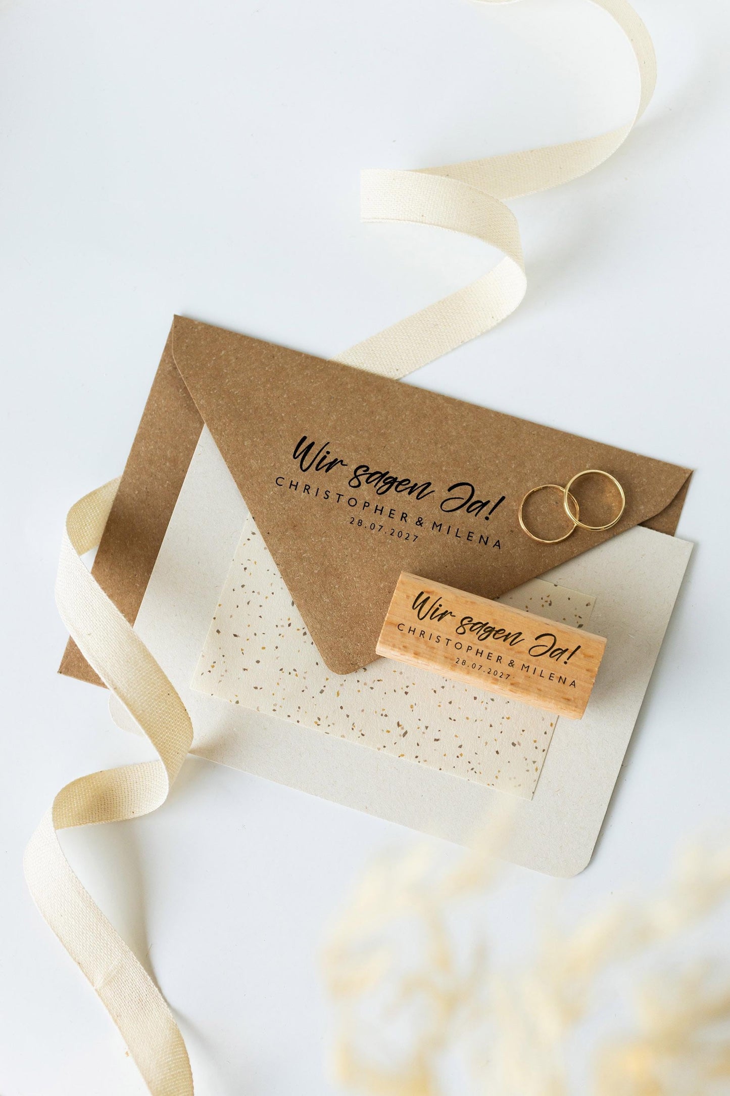 Hochzeitstempel Nr.6 Textstempel personalisiert individuell mit Namen Buchstaben Monogramm Einladung Verlobung Hochzeit Save the date HS155