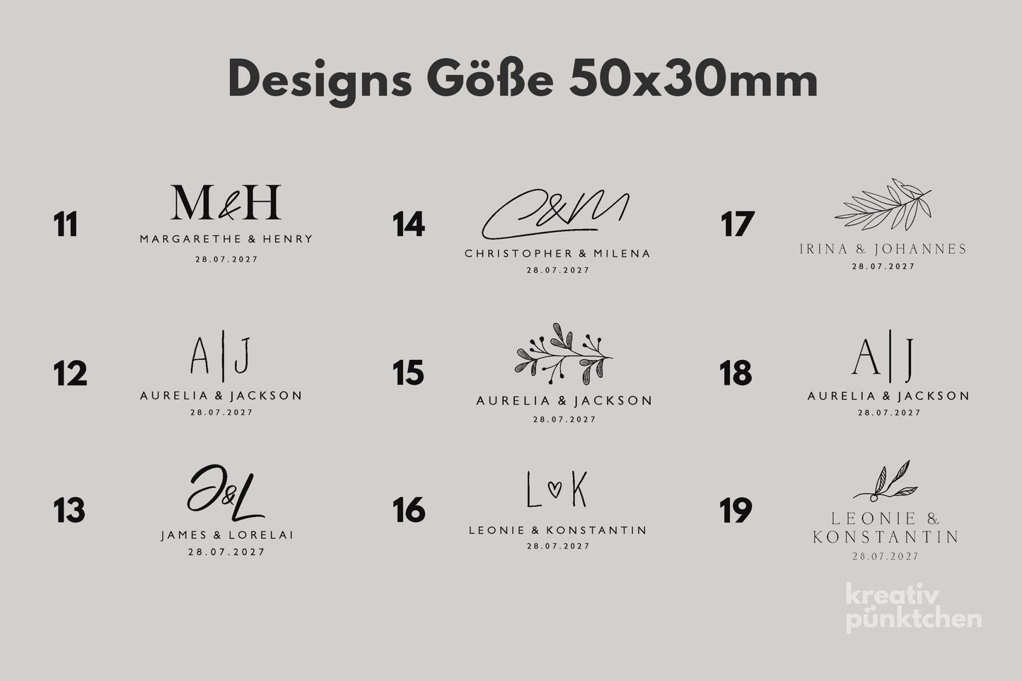 Hochzeitsstempel personalisiert 50 Designs | Wedding Stamp Personalized, Custom Wedding Stamp, Save the Date, Wedding Invitation Stamp HS003