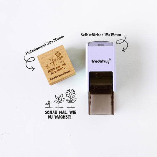 Lehrerstempel "Schau mal wie du wächst" Growth Mindset Pflanzen B , Motivationsstempel positiv Grundschule Selbstreflexion Wachstum  HS145