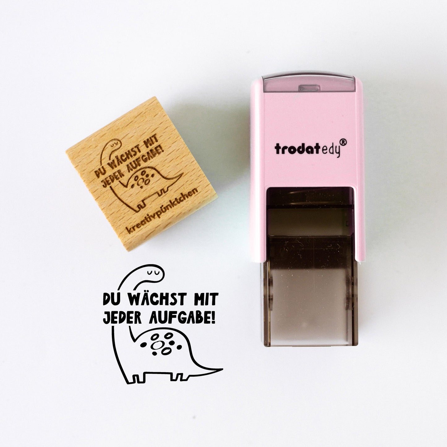Lehrerstempel Dino "Du wächst mit jeder Aufgabe" Motivationsstempel positiv Grundschule dranbleiben Growth Mindset Rückmeldung HS177
