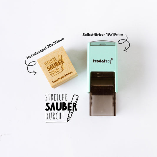 Lehrerstempel "Streiche sauber durch" Motivationsstempel Füllerregeln Sauber arbeiten positiv Grundschule Lehrer Geschenk HS183