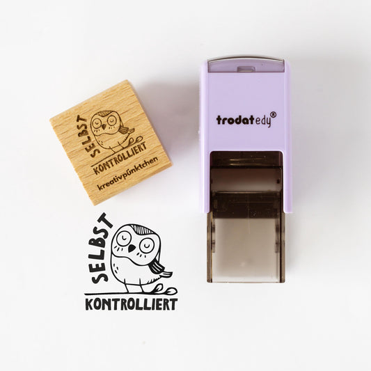 Lehrerstempel Eule "Selbst kontrolliert" Selbstkontrolle, Motivationsstempel positiv Grundschule Selbstreflexion Wachstum HS185