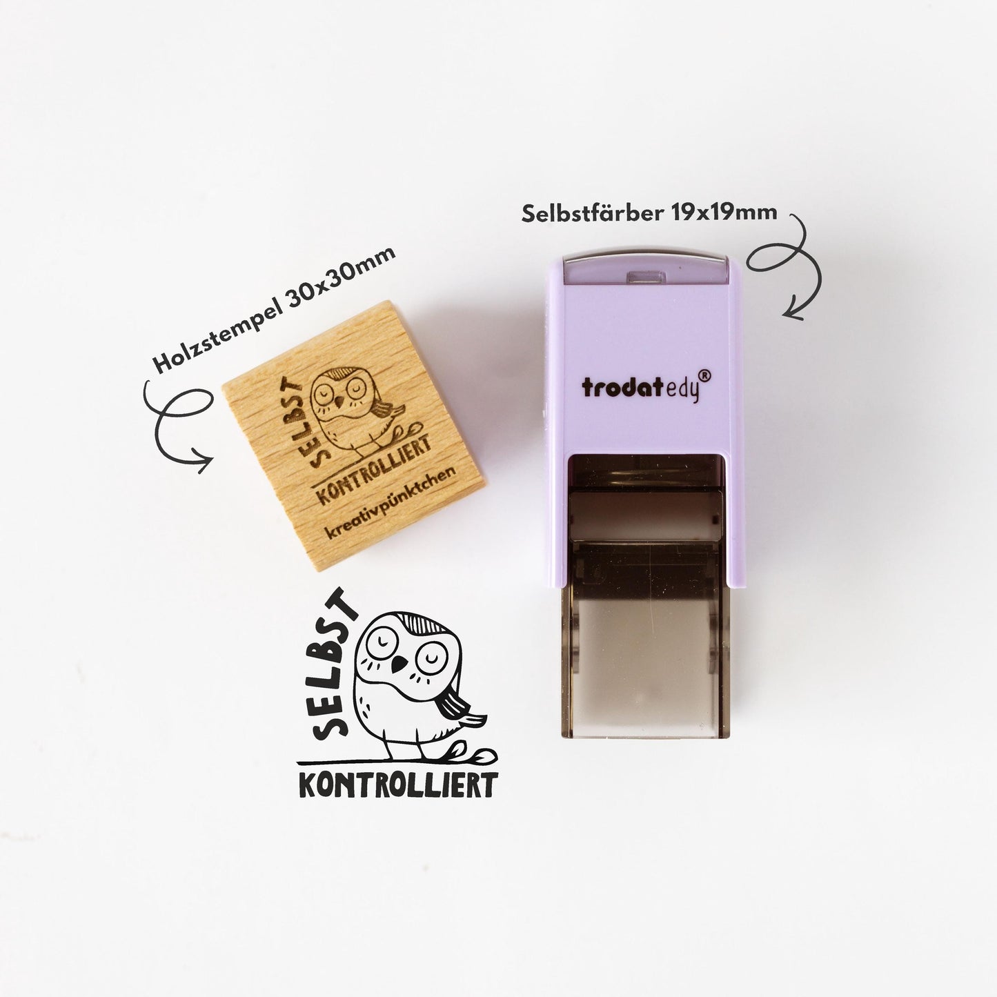 Lehrerstempel Eule "Selbst kontrolliert" Selbstkontrolle, Motivationsstempel positiv Grundschule Selbstreflexion Wachstum HS185