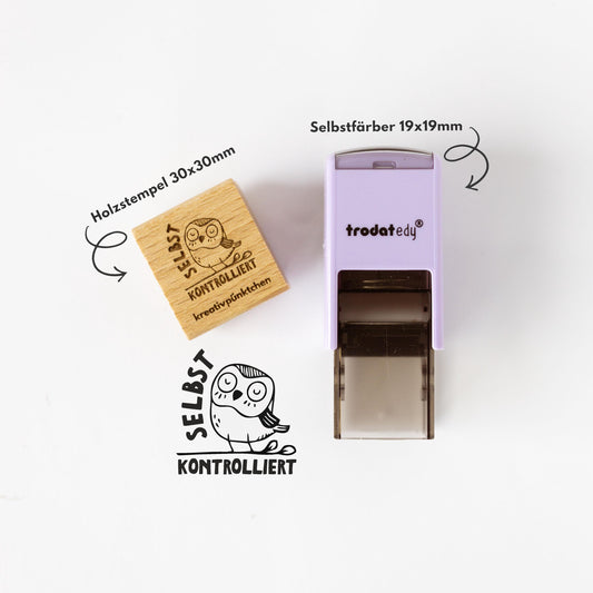 Lehrerstempel Eule "Selbst kontrolliert" Selbstkontrolle, Motivationsstempel positiv Grundschule Selbstreflexion Wachstum HS185