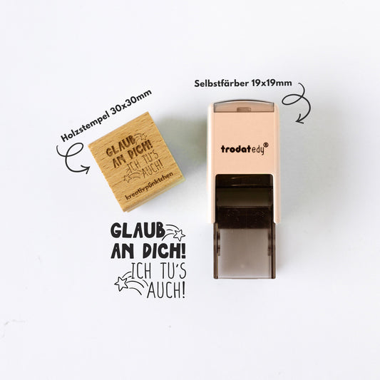 Lehrerstempel "Glaub an dich, ich tu's auch" Motivationsstempel positiv Belohnung Grundschule Growth Mindset Rückmeldung Geschenk HS165