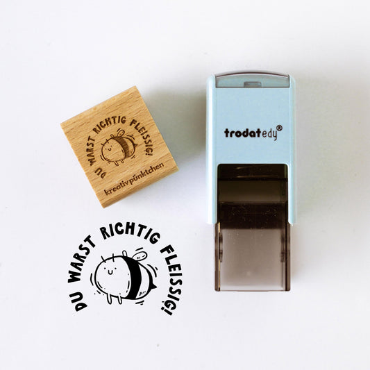 Lehrerstempel Biene "Du warst richtig fleißig"  Motivationsstempel positiv Belohnung Grundschule Growth Mindset Rückmeldung Geschenk HS174