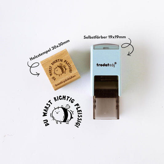 Lehrerstempel Biene "Du warst richtig fleißig"  Motivationsstempel positiv Belohnung Grundschule Growth Mindset Rückmeldung Geschenk HS174