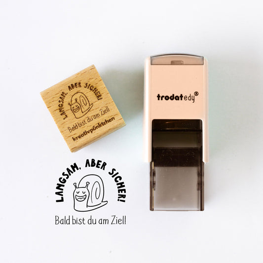 Lehrerstempel Schnecke "Langsam aber sicher - bald bist du am Ziel" Motivationsstempel positiv Grundschule Growth Mindset Rückmeldung HS175