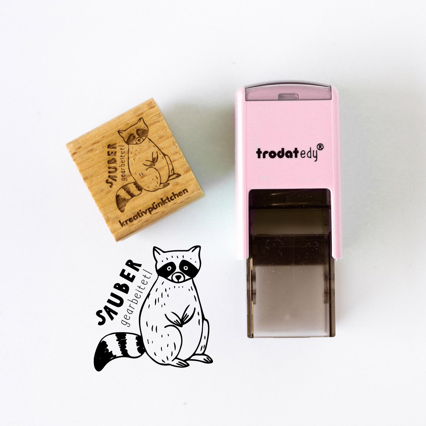 Lehrerstempel "Sauber gearbeitet" Waschbär Motivationsstempel positiv Belohnung Grundschule Growth Mindset Rückmeldung Geschenk HS168