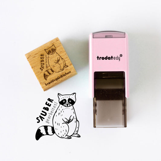 Lehrerstempel "Sauber gearbeitet" Waschbär Motivationsstempel positiv Belohnung Grundschule Growth Mindset Rückmeldung Geschenk HS168