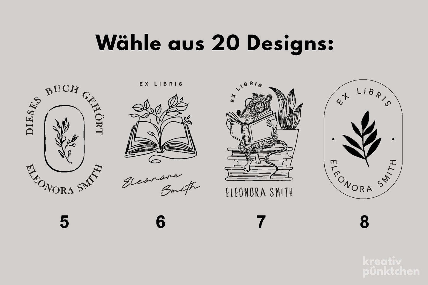 Ex Libris Namensstempel aus Holz 6x4cm – Personalisierter Bücherstempel mit Gravur – Geschenk für Leseratten Buchliebhaber Bibliothek HS188