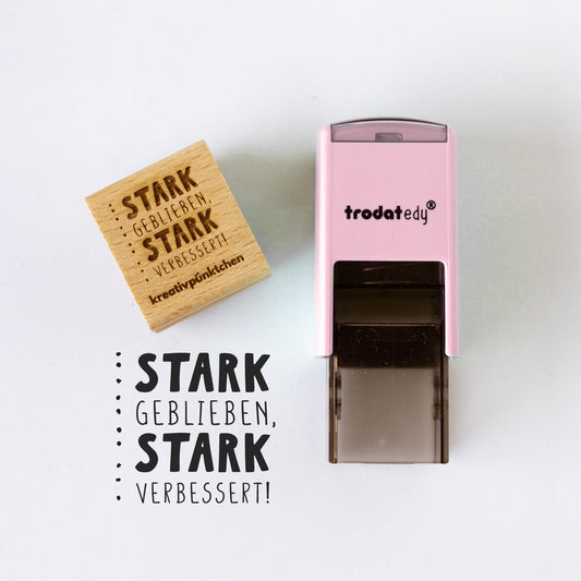 Lehrerstempel "Stark geblieben, stark verbessert" Motivationsstempel positiv Belohnung Grundschule Growth Mindset Rückmeldung Geschenk HS169