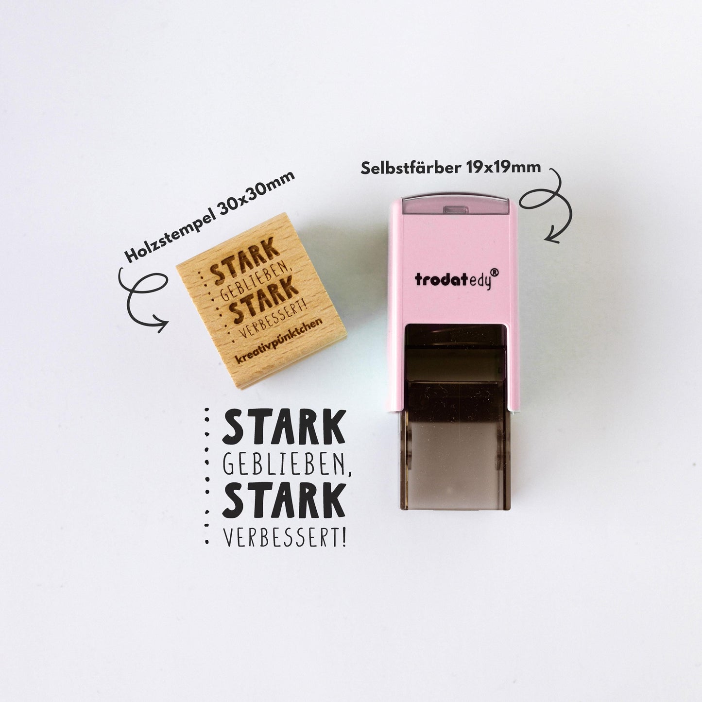 Lehrerstempel "Stark geblieben, stark verbessert" Motivationsstempel positiv Belohnung Grundschule Growth Mindset Rückmeldung Geschenk HS169