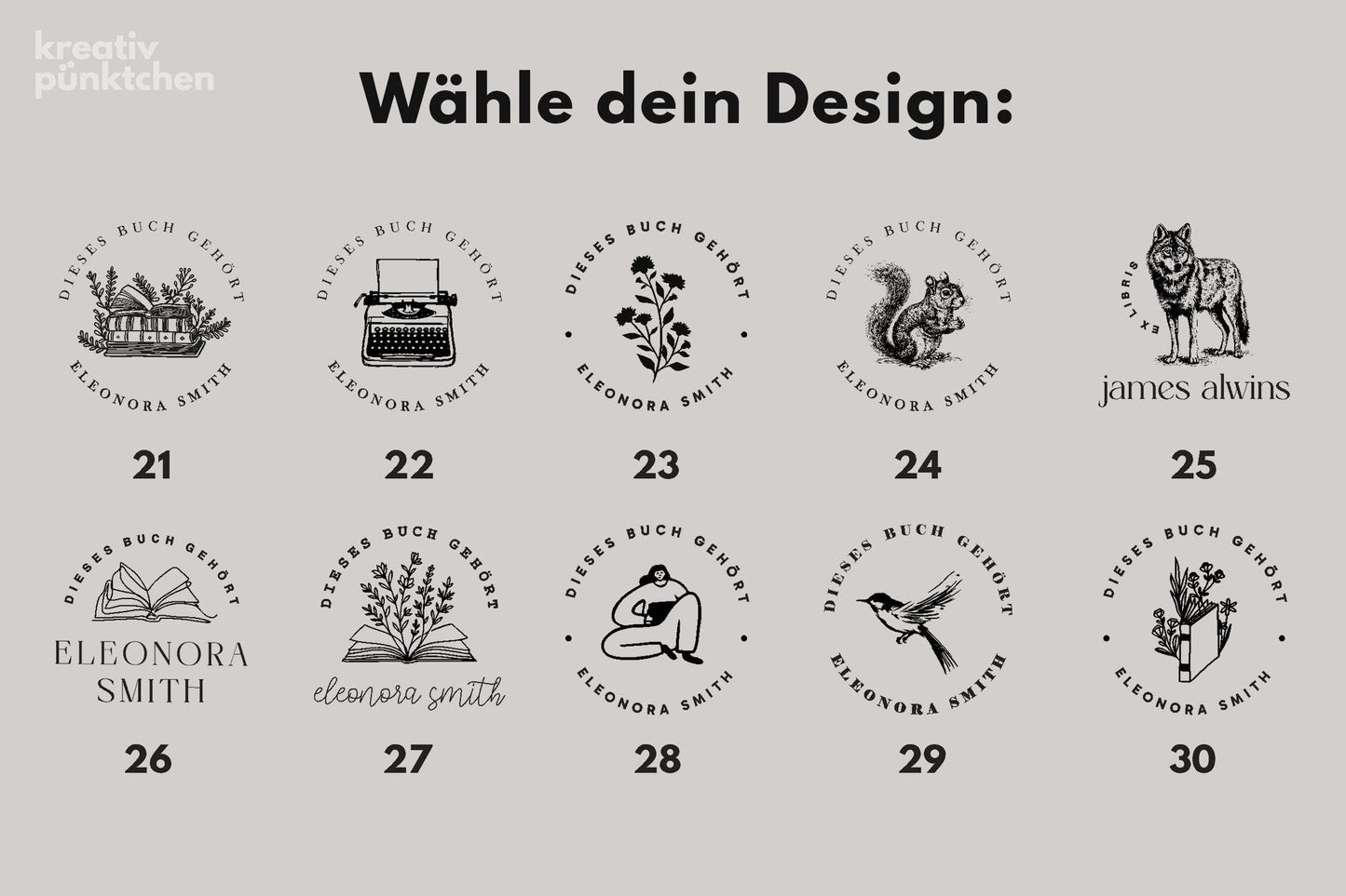Ex Libris Namensstempel aus Holz 5x5cm –Personalisierter Bücherstempel mit Holzgriff– Geschenk für Leseratten Buchliebhaber Bibliothek HS189