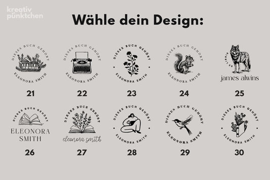 Ex Libris Namensstempel aus Holz 5x5cm –Personalisierter Bücherstempel mit Holzgriff– Geschenk für Leseratten Buchliebhaber Bibliothek HS189