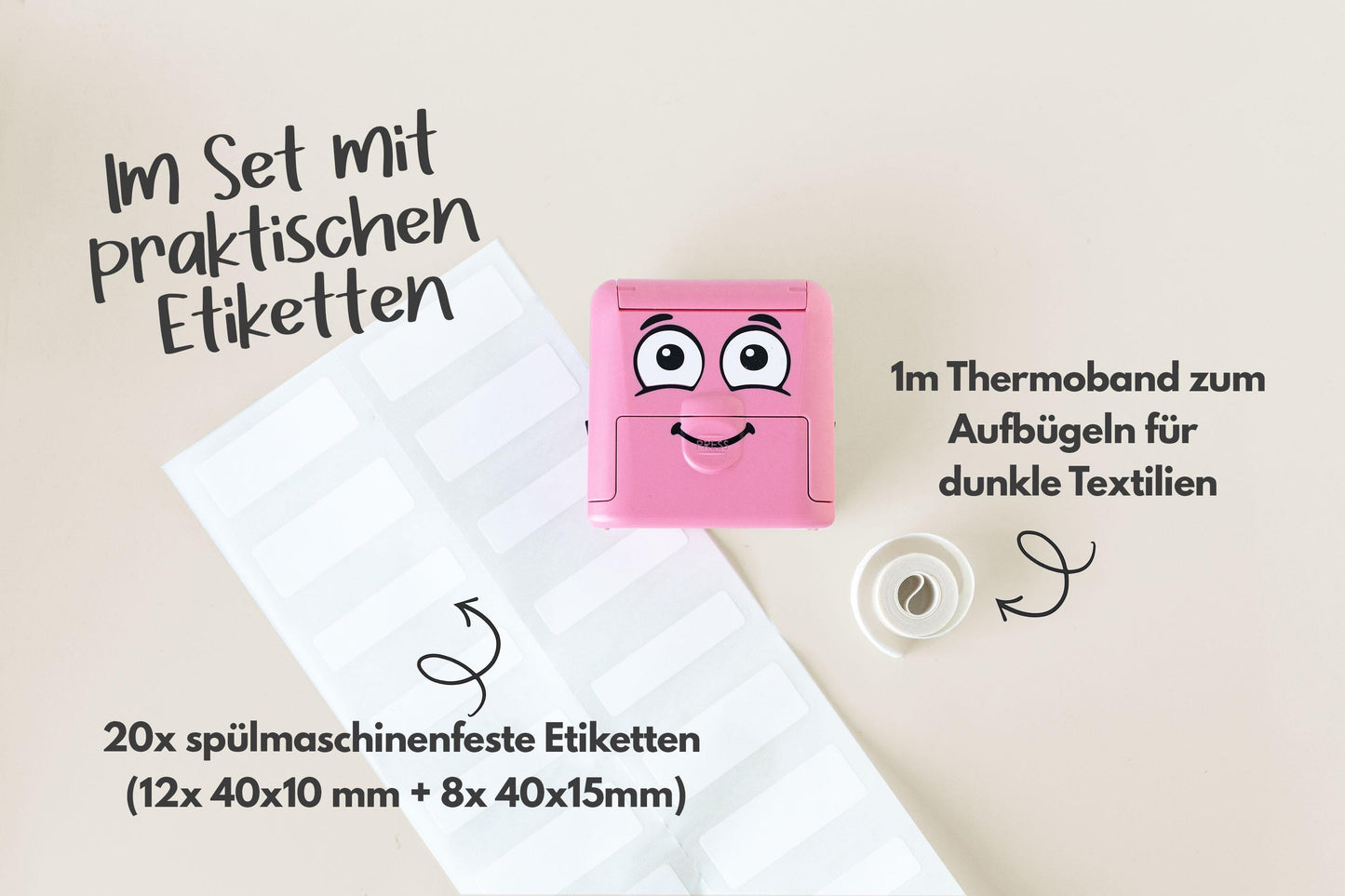 Personalisierter Textil-Namensstempel für Kinder mit Bügeletiketten, Kindergarten, Schule, wasserfest, Geschenk Schulanfang MyMarky  PR006