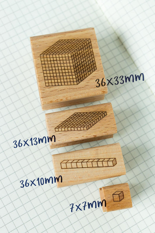 Zehnersystem-Stempel 4er Set - Lehrerstempel Matheaufgaben, Dezimalrechnung, Mathe, Grundschule, Rechnen, Aufgaben HS190