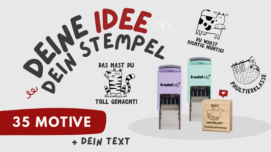 Personalisierter Lehrer Stempel mit Tiermotiv | 35 Motive Tiere | Klassentiere Wunschtext Bewertung Motivation Geschenk Grundschule HS195