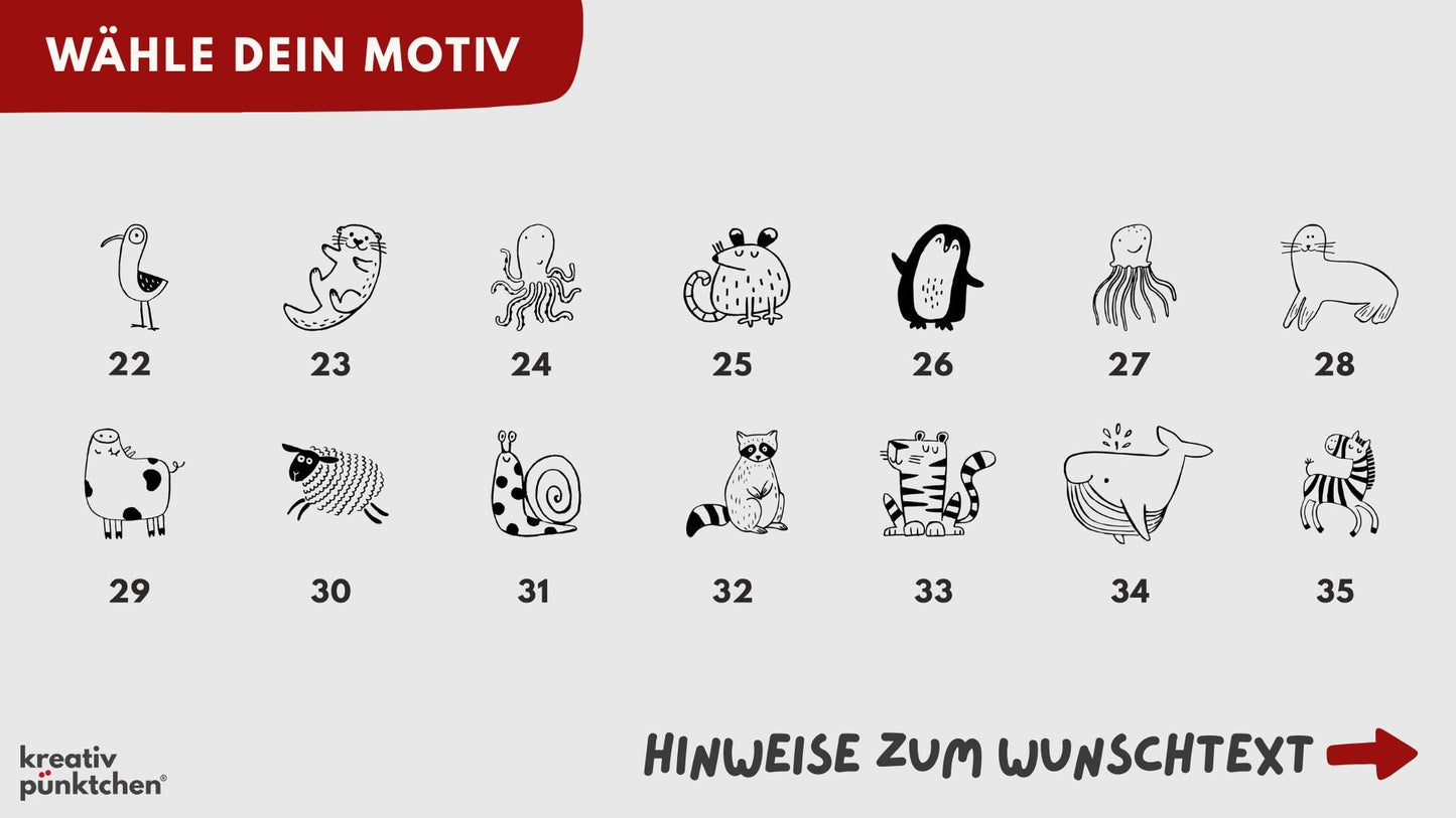Personalisierter Lehrer Stempel mit Tiermotiv | 35 Motive Tiere | Klassentiere Wunschtext Bewertung Motivation Geschenk Grundschule HS195