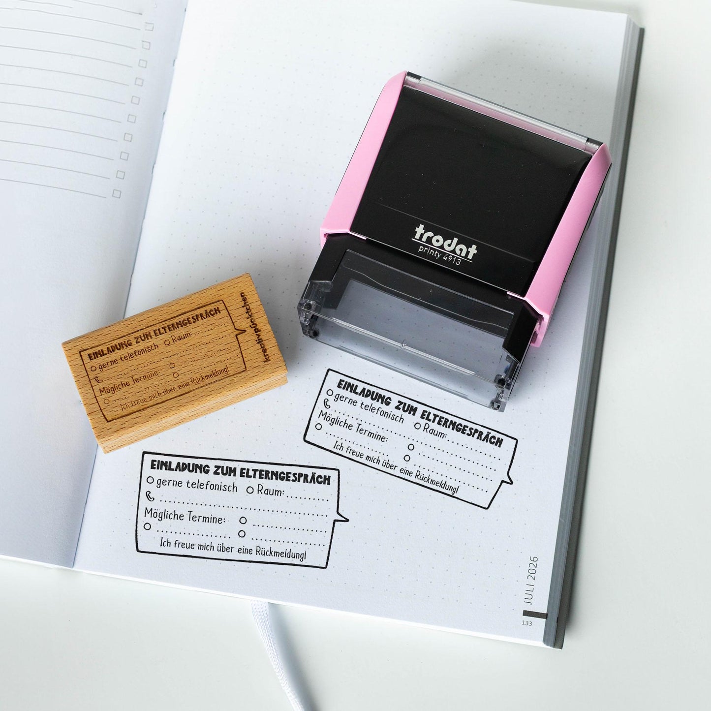 Lehrerstempel "EINLADUNG ZUM ELTERNGESPRÄCH" Stempel Hausaufgabenheft Eltern Termin Grundschule Lehrer Gespräch Termin Notiz HS130N