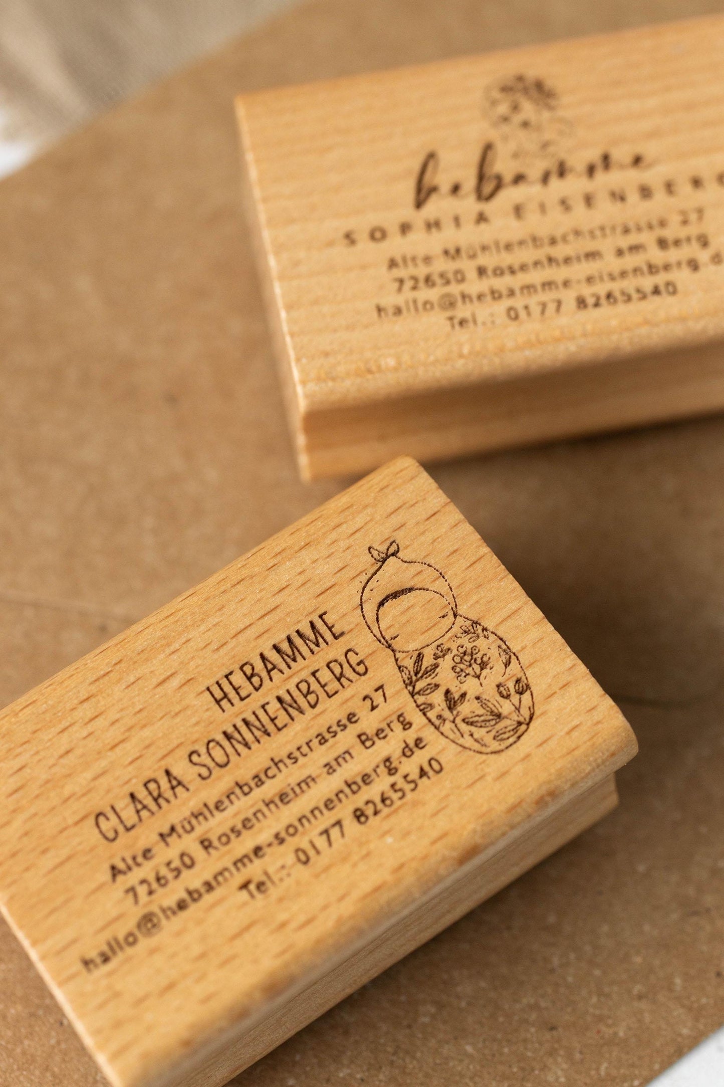 Hebammen Adressstempel personalisiert | 20 Designs | Praxisstempel für Hebammen | Individueller Holzstempel oder Selbstfärber  HS196