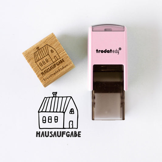 Lehrerstempel Hausaufgabe Haus | Holzstempel & Selbstfärber | Schule | Grundschule | Lehrer Geschenk | Motiv Haus | Unterricht HS197