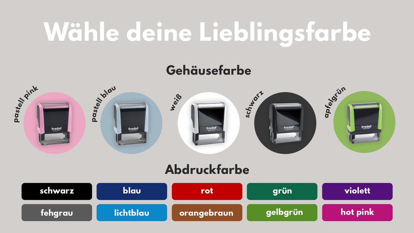 Personalisierter Adressstempel Selbstfärber | 10 Designs | 2 Größen| Printy 4912 & 4913 | Individueller Namensstempel selbstfärbend PR002