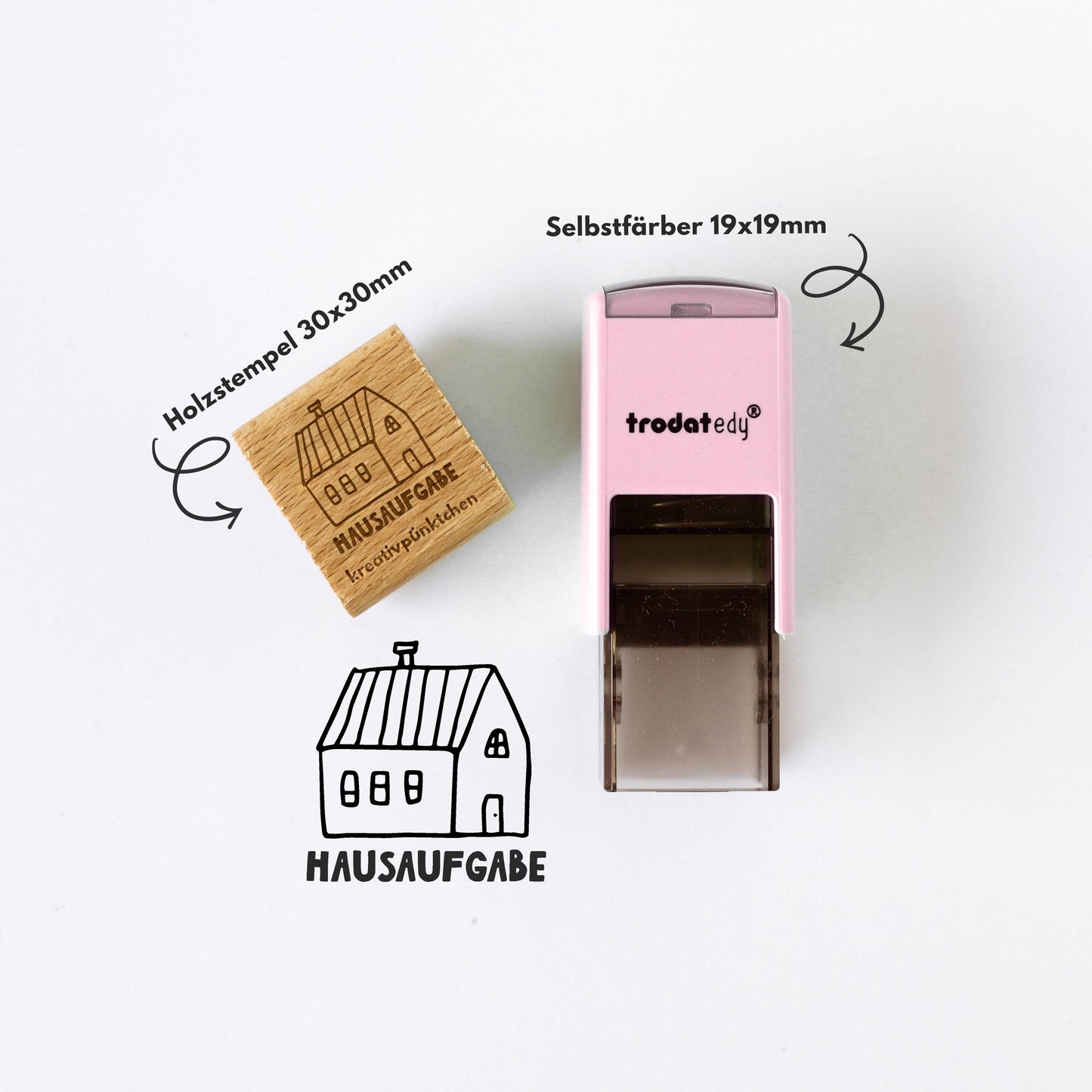 Lehrerstempel Hausaufgabe Haus | Holzstempel & Selbstfärber | Schule | Grundschule | Lehrer Geschenk | Motiv Haus | Unterricht HS197